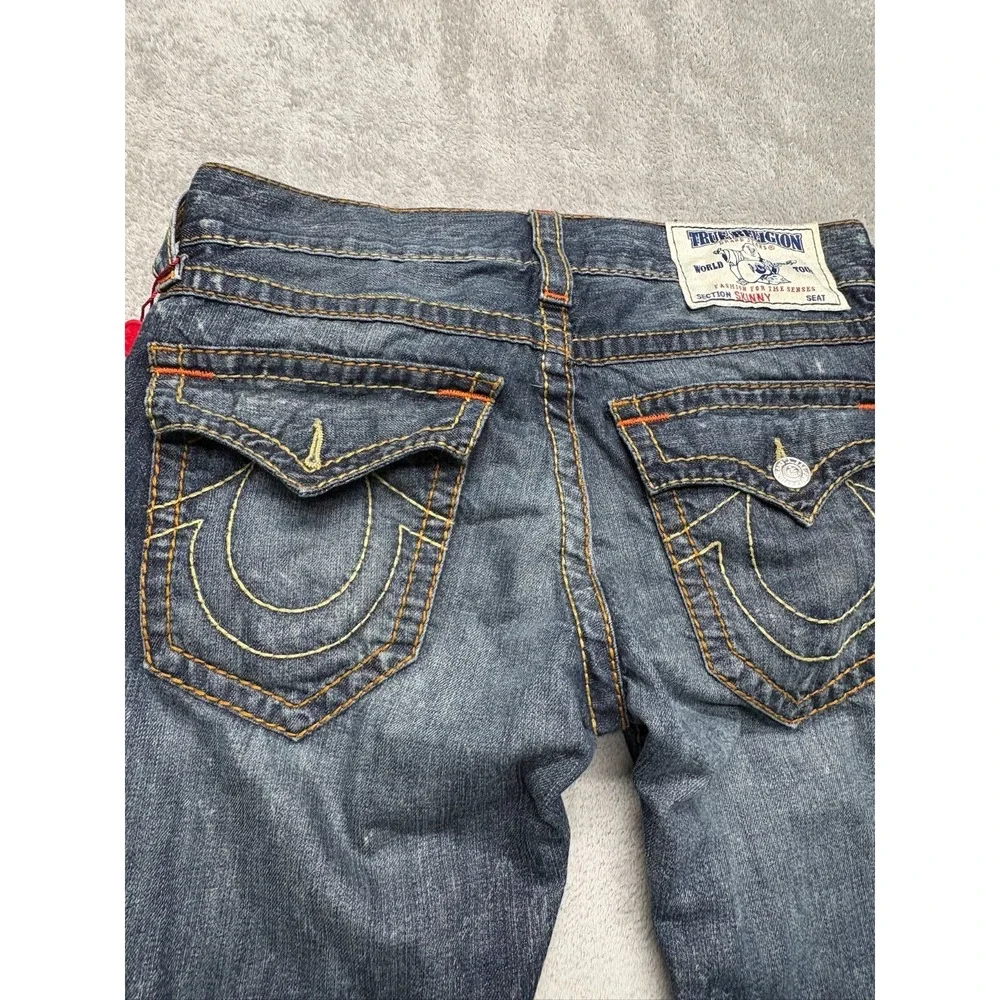 True Religion Skinny WFLP‎ Old Multi Jeans Mens Blue Measured 33x34 Denim Flap